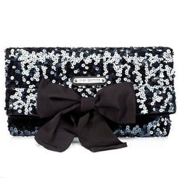 Juicy Couture Handbags - Juicy Couture Large Clutch Black Sequin with Bow